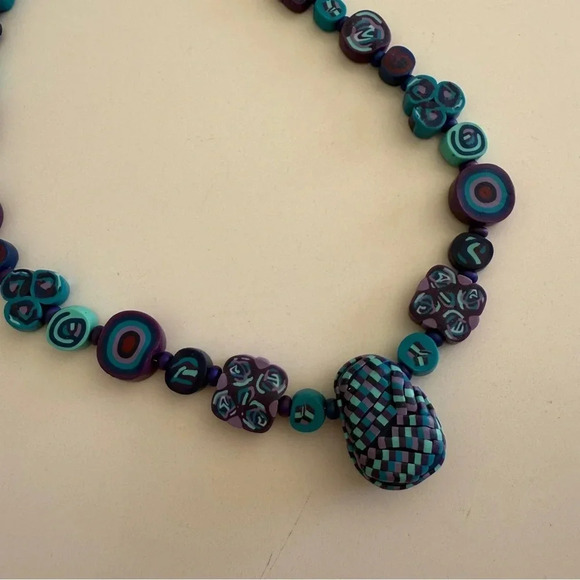 Clay Beaded Necklace- Long strand- Handmade- Clay beads - Picture 3 of 7